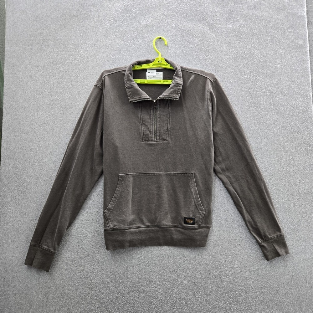 REI Co-Op Men Sweatshirt M Gray Quarter Zip Long Sleeve Logo Terry Pullover